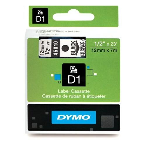 Dymo sildid must peal läbipaistev (45010 / S0720500), 12mm, lamineeritud