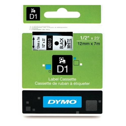 Dymo sildid must peal valge (45013 / S0720530), 12mm, lamineeritud