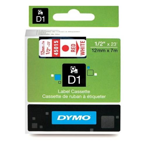 Dymo sildid punane peal valge (45015 / S0720550), 12mm, lamineeritud