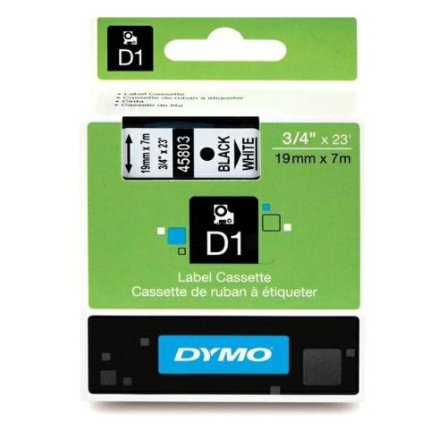 Dymo sildid must peal valge (45803 / S0720830), 19mm, lamineeritud