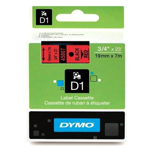 Dymo sildid must peal punane (45807 / S0720870), 19mm, lamineeritud