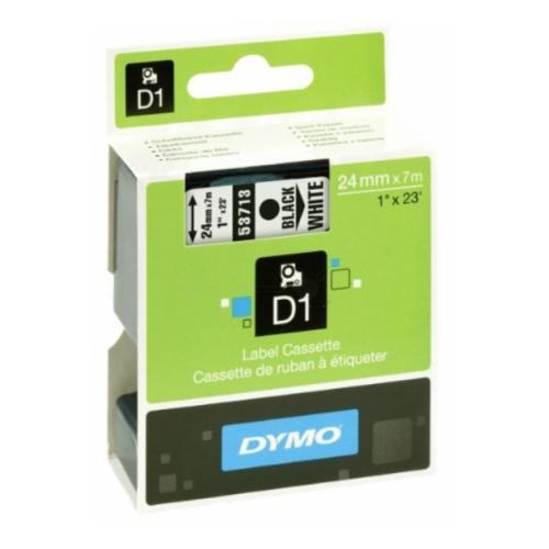 Dymo sildid must peal valge (53713 / S0720930), 24mm, lamineeritud