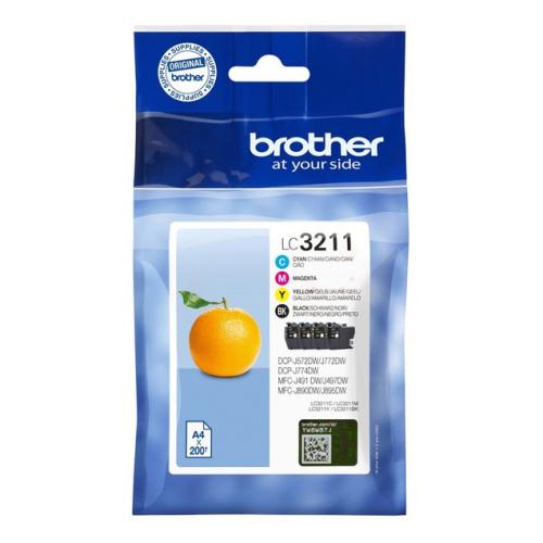 Brother prindikassett must / tsüaan / magenta / kollane (LC3211VALDR) (multipack)