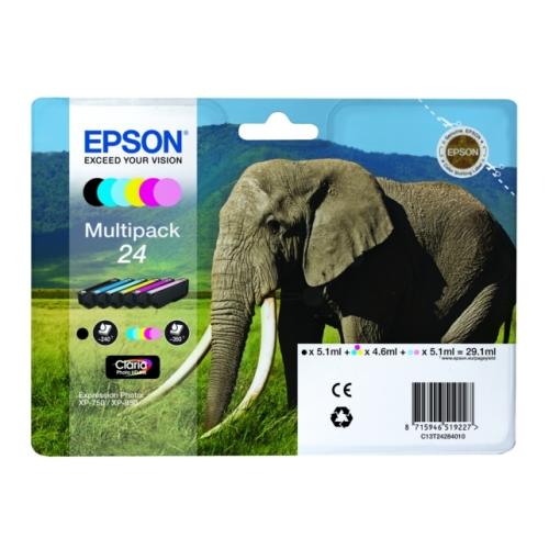 Epson prindikassett must / tsüaan / magenta / kollane / tsüaansinine foto / magenta foto (C13T24284011 / 24) (multipack)