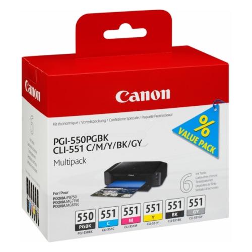 Canon prindikassett must / tsüaan / magenta / kollane / hall (6496B005 / PGI550CLI551) (multipack)