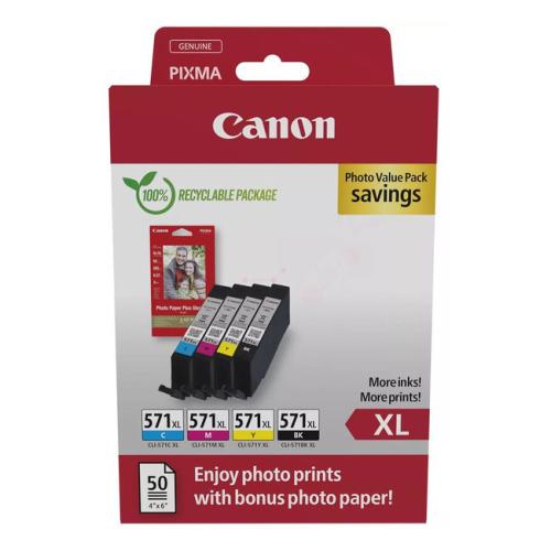 Canon tindi kassett / fotopaber must / tsüaan / magenta / kollane (0332C006 / CLI571XL) (multipack, high capacity)