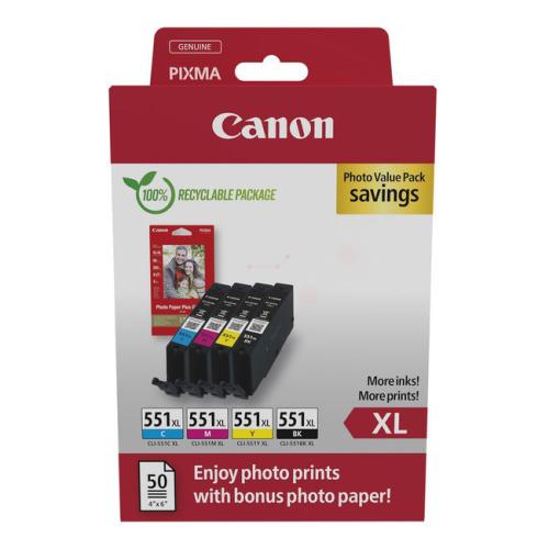 Canon tindi kassett / fotopaber must / tsüaan / magenta / kollane (6443B008 / CLI551XL) (multipack, high capacity)