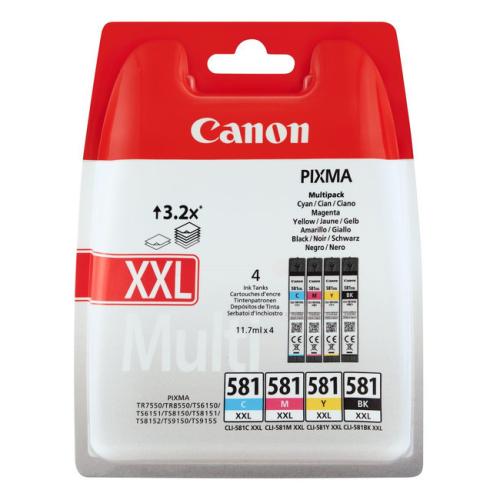 Canon prindikassett must / tsüaan / magenta / kollane (1998C007 / CLI581XXL) (multipack, high capacity)