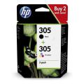 HP prindikassett must / värv (6ZD17AE / 305) (Kaksikpakend, multipack)